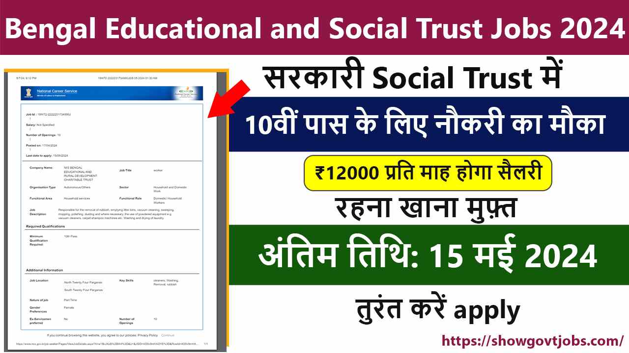 Bengal Educational and Social Trust Jobs 2024