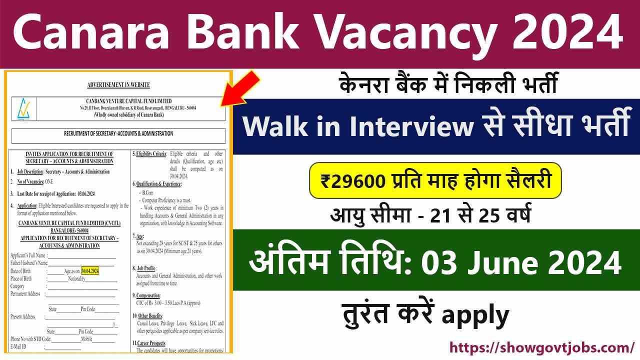 Canara Bank Vacancy 2024