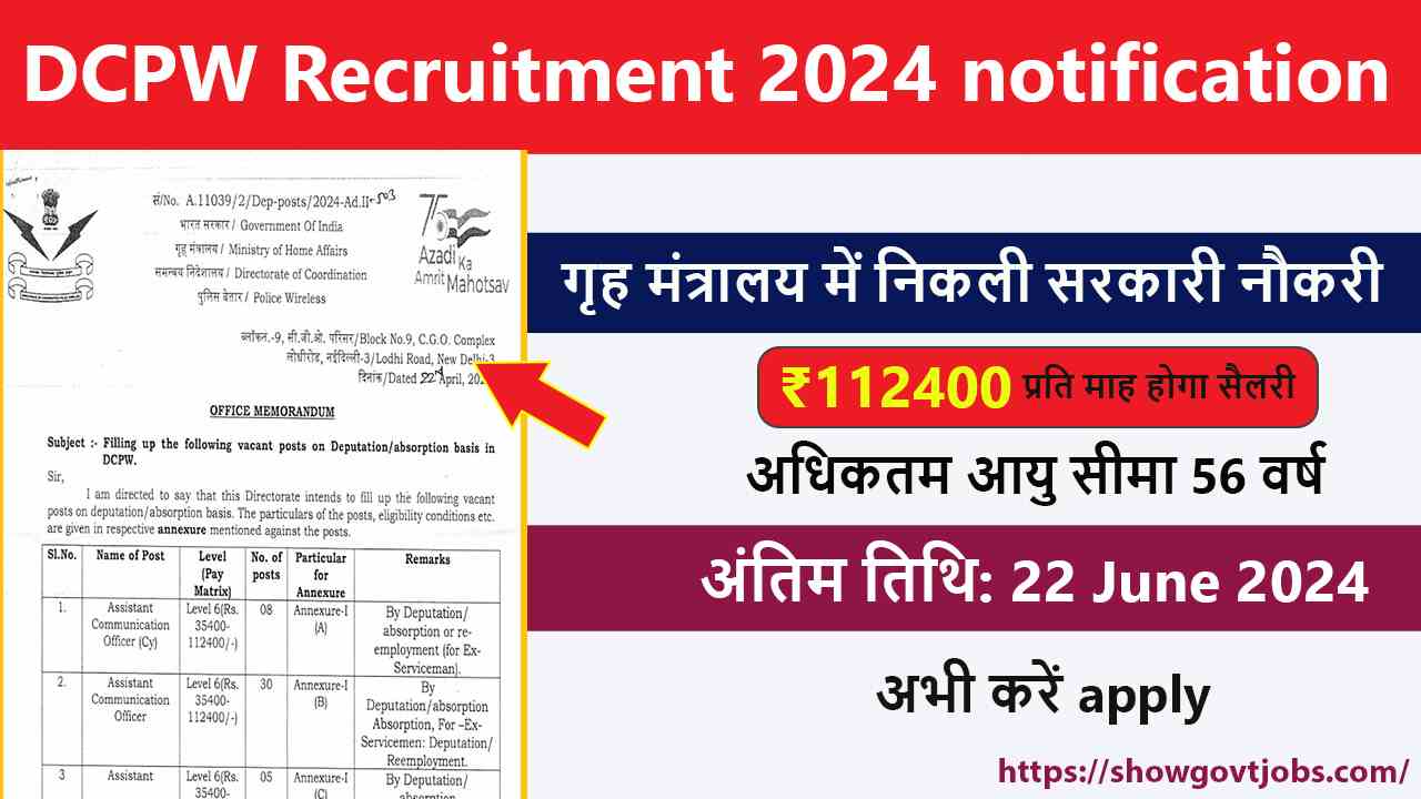 DCPW Recruitment 2024