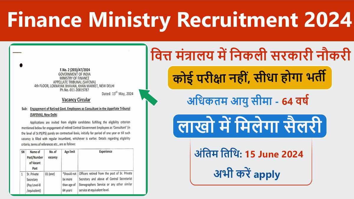 Finance Ministry Recruitment 2024