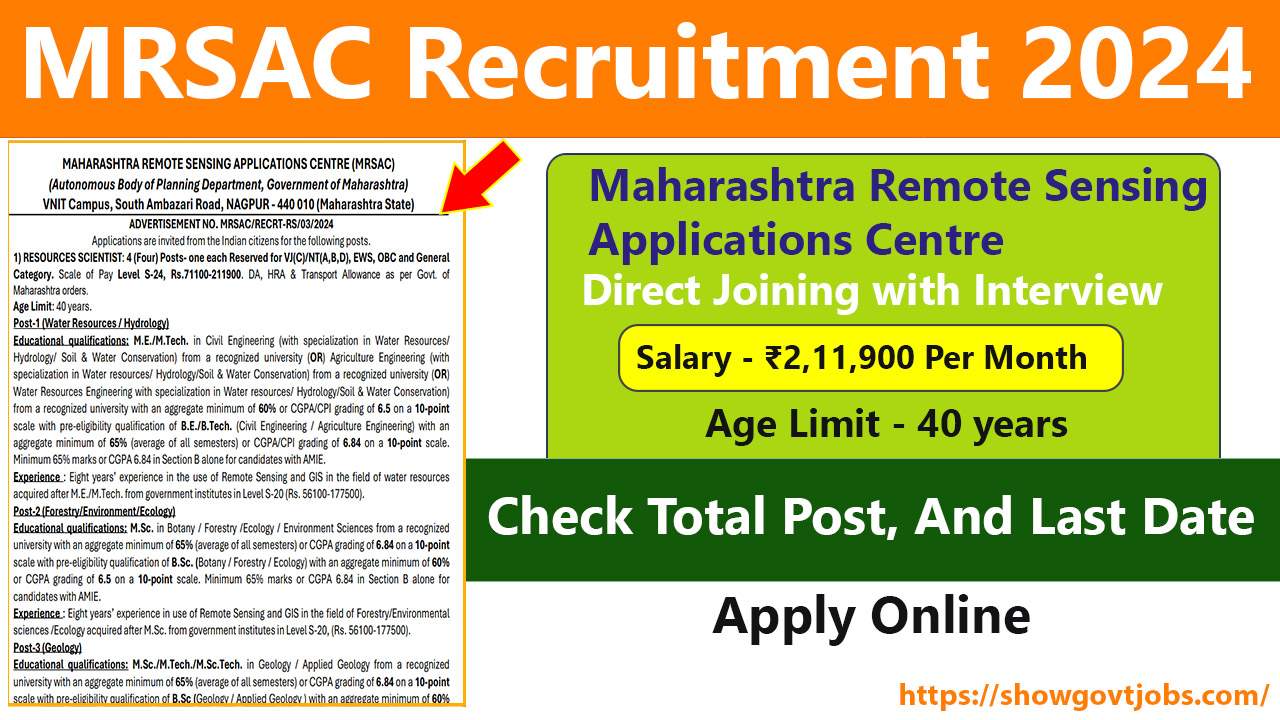 MRSAC Recruitment 2024