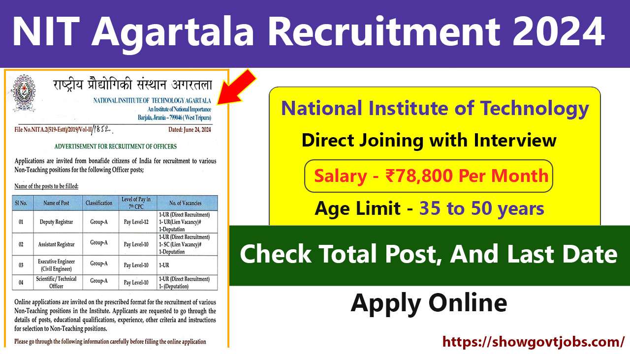 NIT Agartala Recruitment 2024