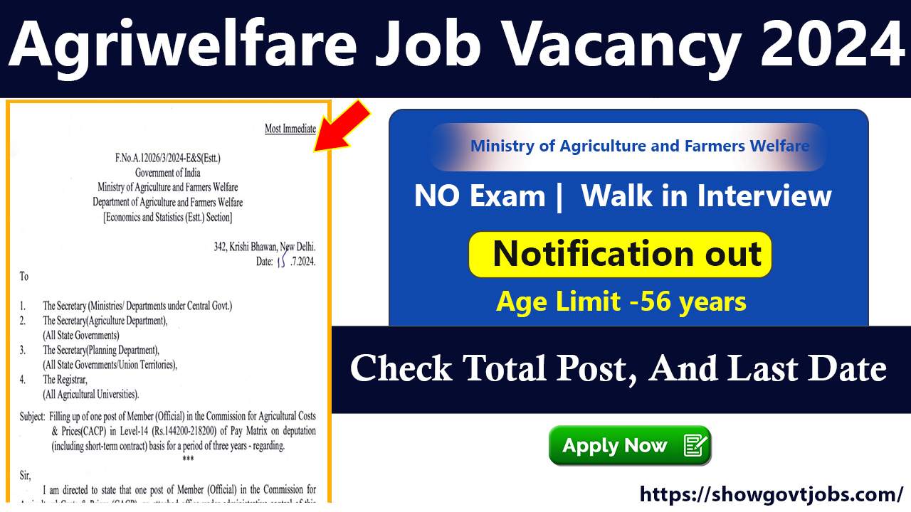 Agriwelfare Job Vacancy 2024