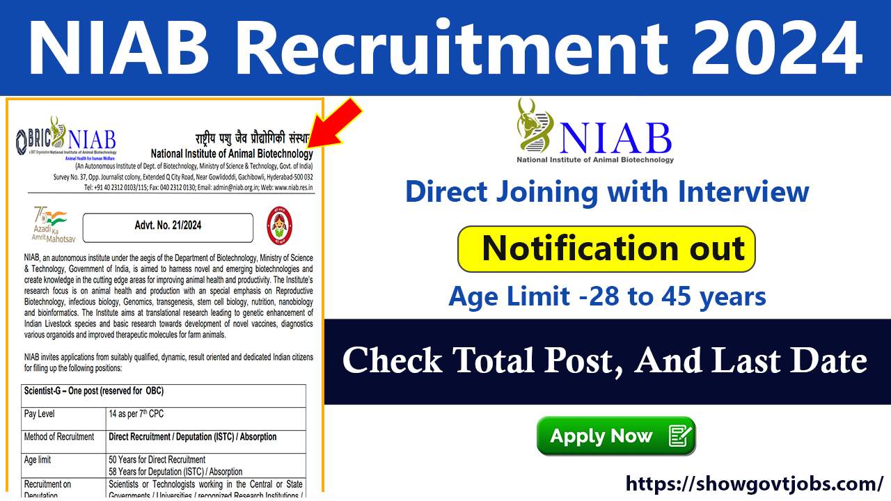 NIAB Recruitment 2024