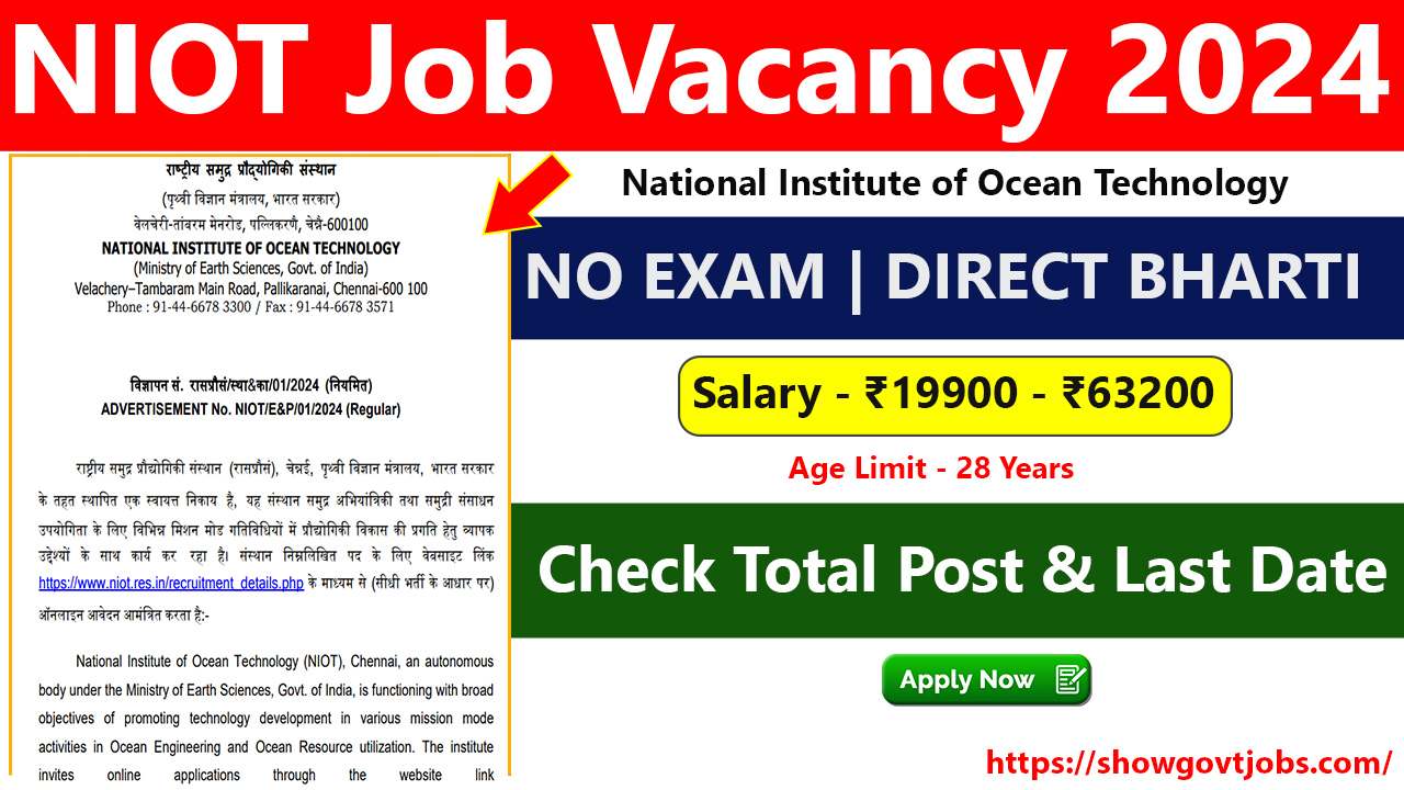 NIOT Job Vacancy 2024