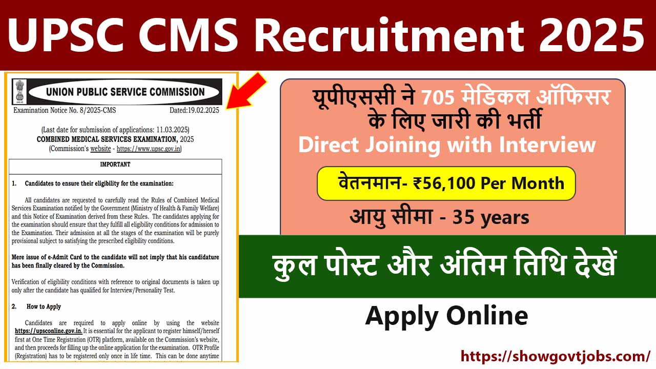 UPSC CMS Recruitment 2025