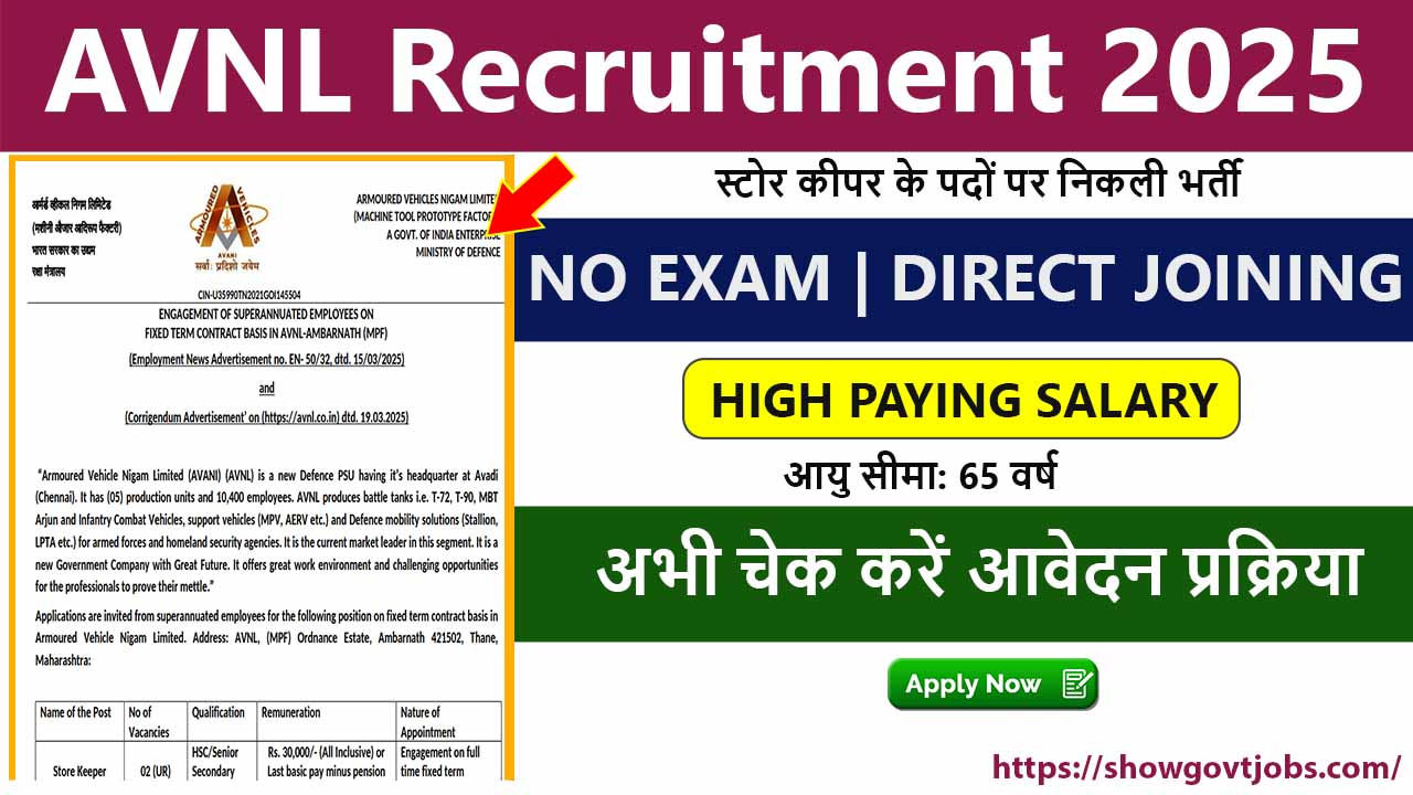 AVNL Recruitment 2025