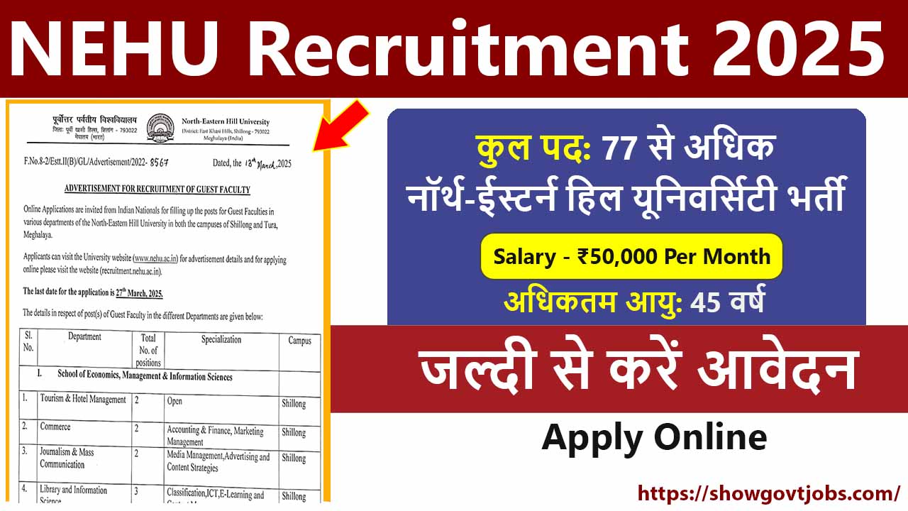 NEHU Recruitment 2025