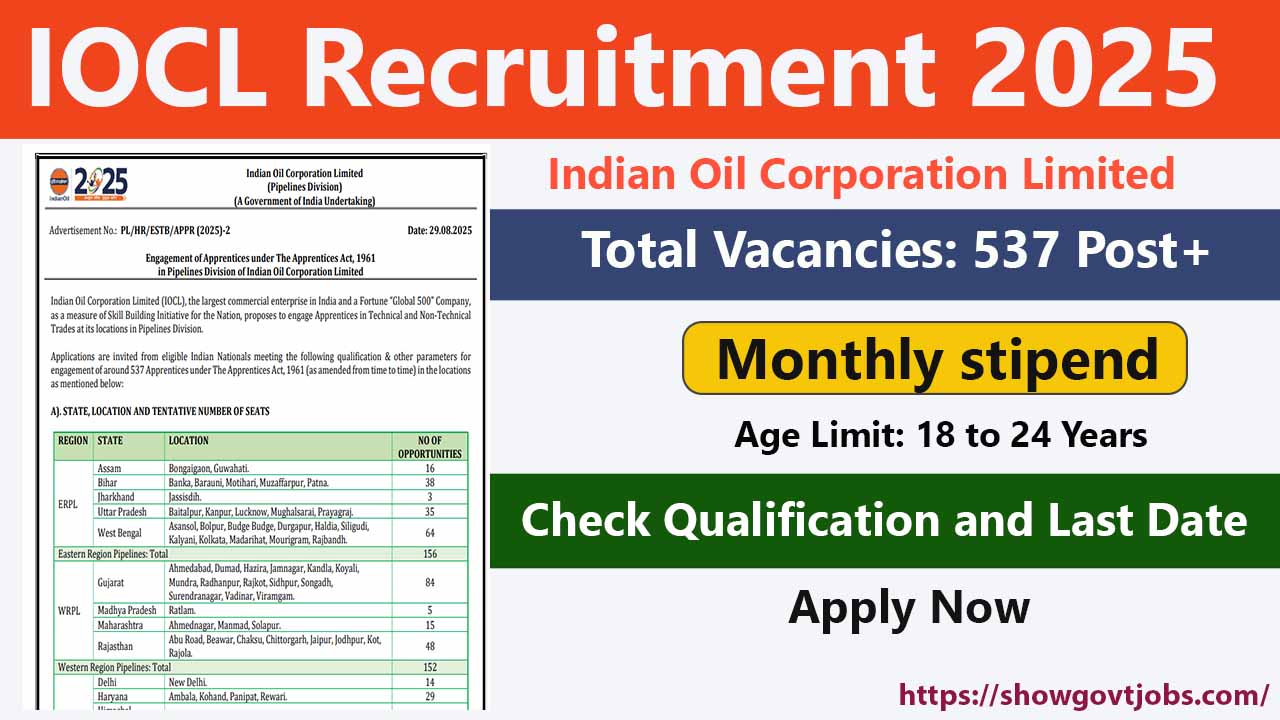 IOCL Pipeline Recruitment 2025