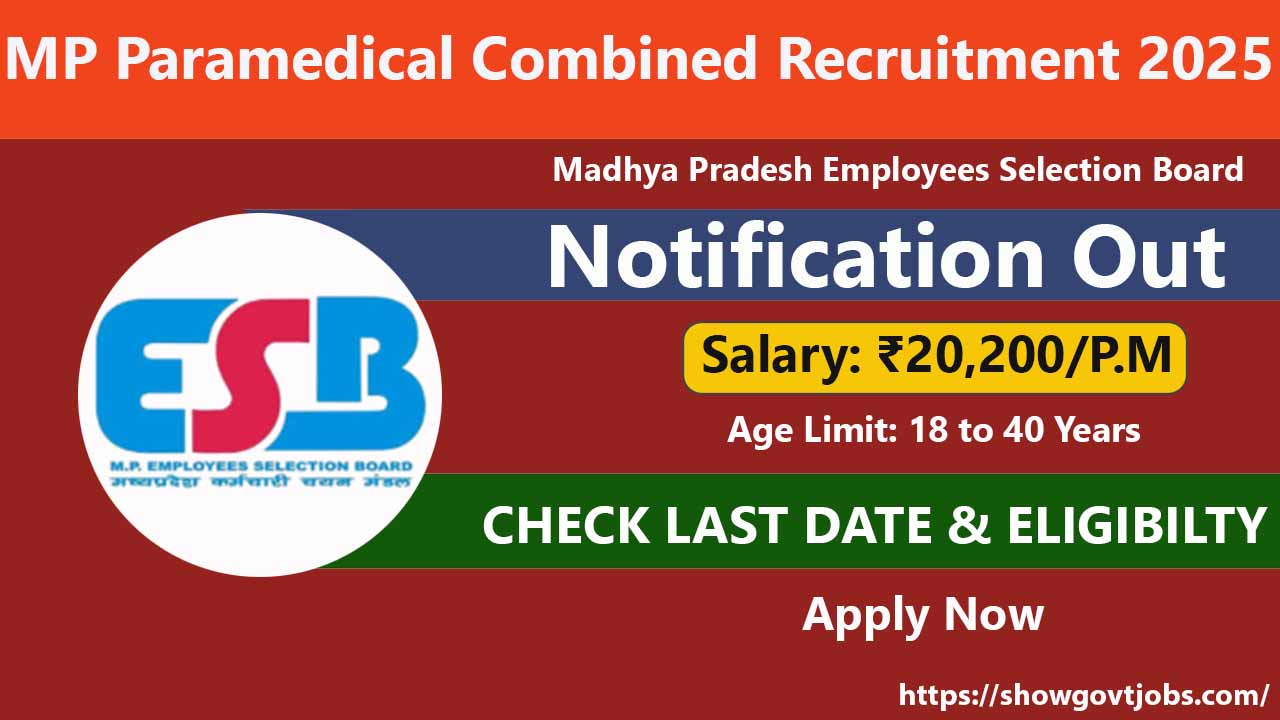 MP Paramedical Combined Recruitment Test 2025